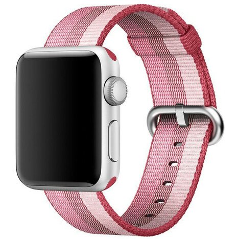 Curea iUni compatibila cu Apple Watch 1/2/3/4/5/6/7, 42mm, Nylon, Woven Strap, Berry