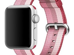 Curea iUni compatibila cu Apple Watch 1/2/3/4/5/6/7, 38mm, Nylon, Woven Strap, Berry